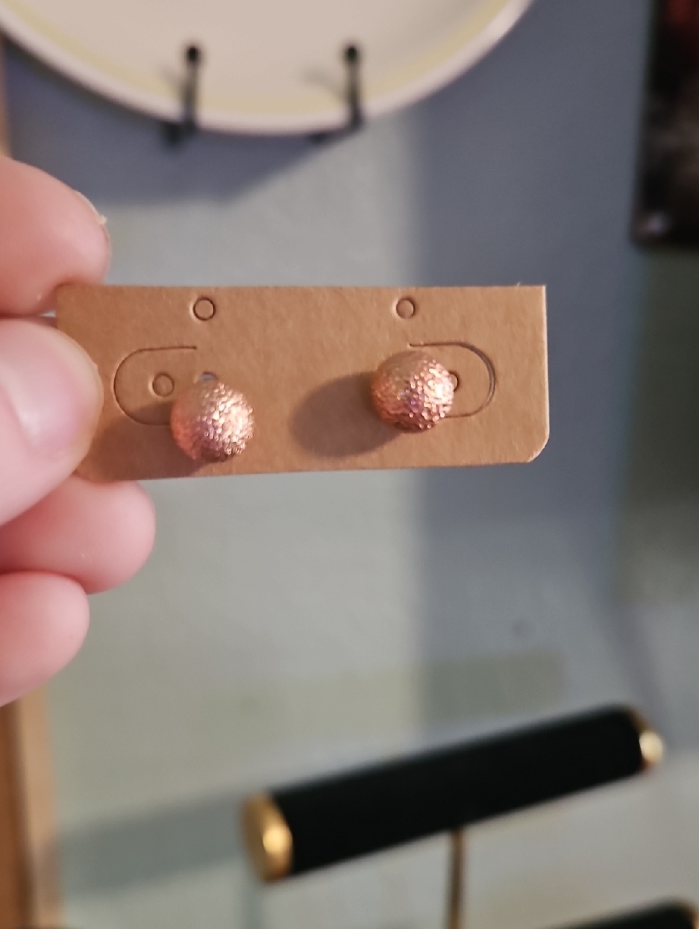 Rose Gold Textured Dome Stud Earrings - Women Jewelry